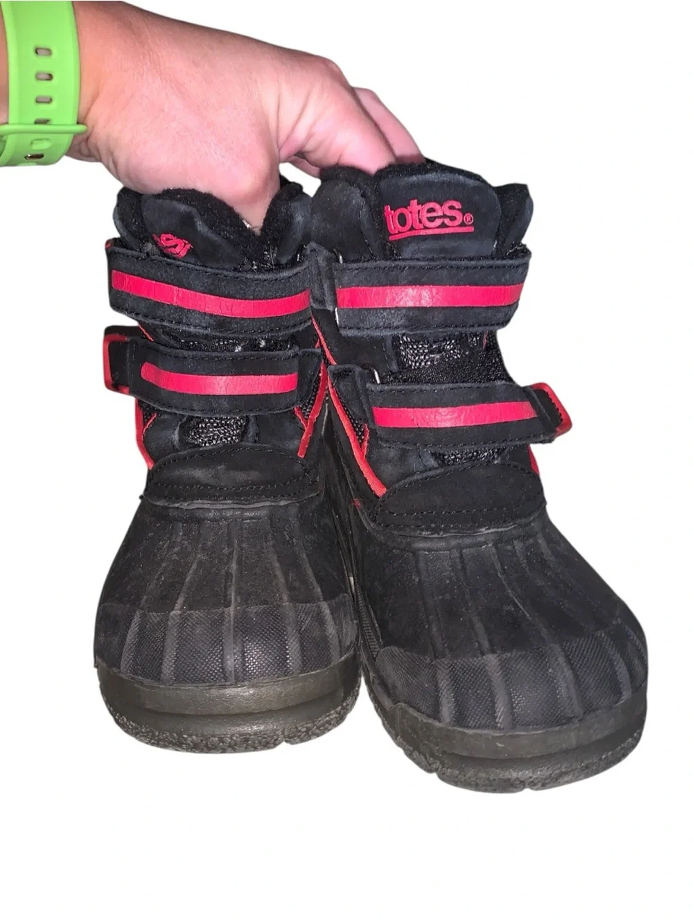 Totes Toddler 11 Black & Red Winter Boots Warm Waterproof Snow Boots